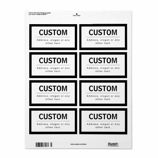 Vetgedrukte, moderne bewerkbare tekst | Zwart & Wi Etiket (Full Sheet)