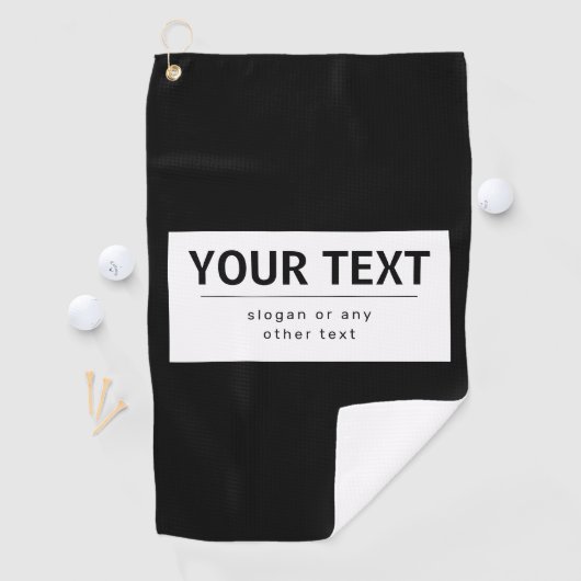 Vetgedrukte, moderne bewerkbare tekst | Zwart & Wi Golfhanddoek (Insitu)