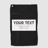 Vetgedrukte, moderne bewerkbare tekst | Zwart & Wi Golfhanddoek (Voorkant)