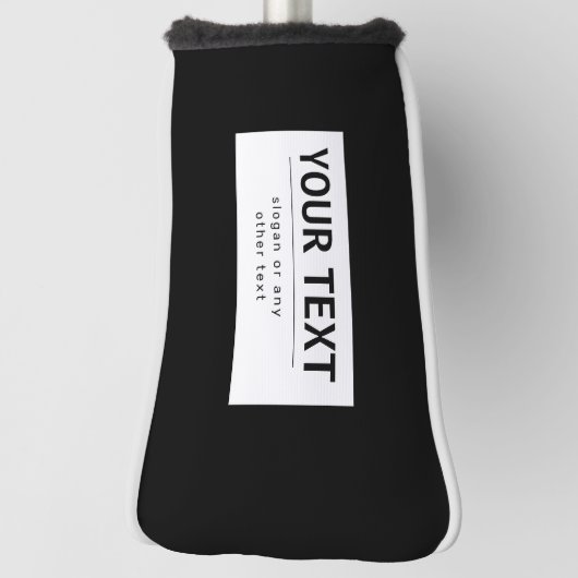 Vetgedrukte, moderne bewerkbare tekst | Zwart & Wi Golfheadcover (Draai 90)
