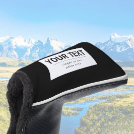 Vetgedrukte, moderne bewerkbare tekst | Zwart & Wi Golfheadcover