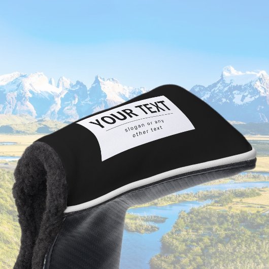 Vetgedrukte, moderne bewerkbare tekst | Zwart & Wi Golfheadcover