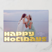 Vetgedrukte moderne gouden typografie Foto Kerstmi Folie Feestdagenkaart (Voorkant)