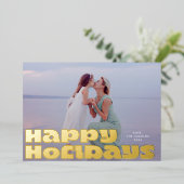 Vetgedrukte moderne gouden typografie Foto Kerstmi Folie Feestdagenkaart (Staand Voorkant)