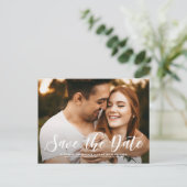 Vetgedrukte moderne kalligrafie Bewaar de datumfot Aankondigingskaart (Staand voorkant)