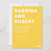 Vetgedrukte moderne namen Typografie Gele bruiloft Kaart (Voorkant)