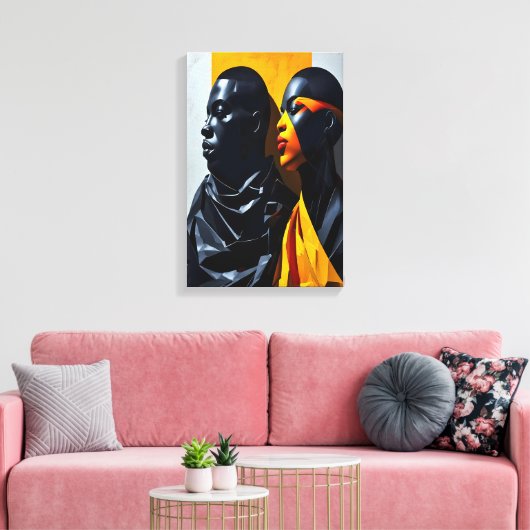 Vetgedrukte moderne portretten Abstracte geometris Canvas Afdruk (Insitu (Woonkamer))