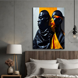 Vetgedrukte moderne portretten Abstracte geometris Poster