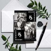 Vetgedrukte moderne zwarte twee foto Sla de datum Save The Date