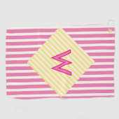 Vetgedrukte Monogram Golf Handdoek – Geel & Roze G (Horizontaal)