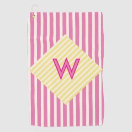 Vetgedrukte Monogram Golf Handdoek – Geel & Roze G