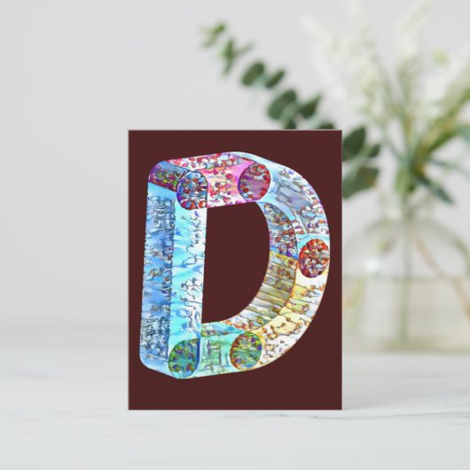 vetgedrukte monogrammen D Briefkaart (Staand voorkant)