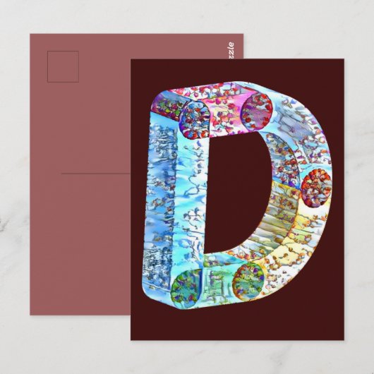 vetgedrukte monogrammen D Briefkaart (Voorkant / Achterkant)