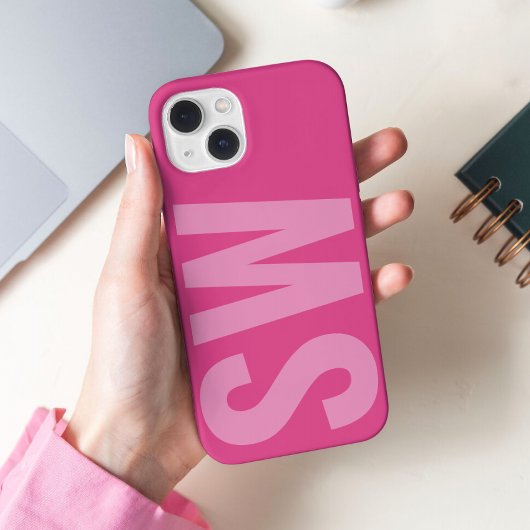 Vetgedrukte naam Initialen Girly Hot Pink Custom M Case-Mate iPhone Case