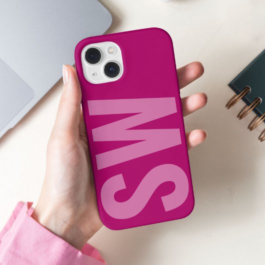 Vetgedrukte naam Initialen Girly Pink Custom Monog Case-Mate iPhone Case