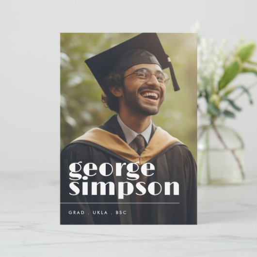 Vetgedrukte naam Script Afstudeerder Afstuderen tw Aankondiging (Staand voorkant)