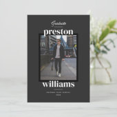 Vetgedrukte naam Zwart Afstuderen Aankondiging Fot (Staand voorkant)