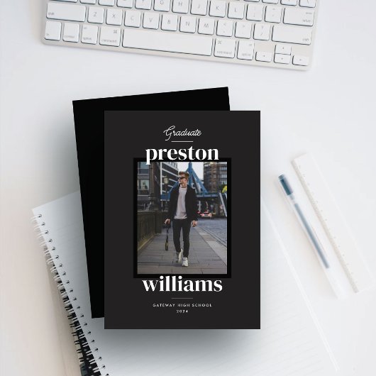 Vetgedrukte naam Zwart Afstuderen Aankondiging Fot