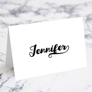 Vetgedrukte naamkaartjes met Brush Script R Swash Kaart