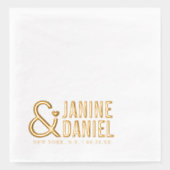 Vetgedrukte namen en hartaccent bruiloft ID1055 Folie Servetten (Voorkant)