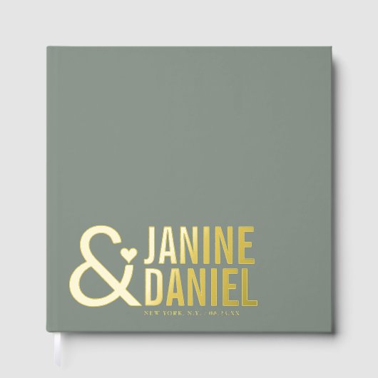 Vetgedrukte namen en hartaccent bruiloft ID1055 Gastenboek (Voorkant)