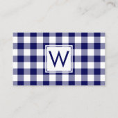 Vetgedrukte Navy Blue Buffalo Plaid Pattern Monogr Visitekaartje (Voorkant)