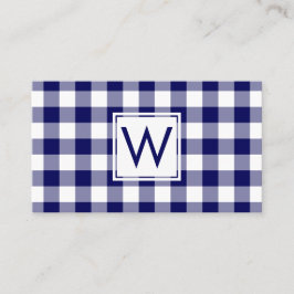 Vetgedrukte Navy Blue Buffalo Plaid Pattern Monogr Visitekaartje