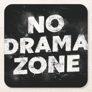 Vetgedrukte "No Drama Zone" Graphic Print Kartonnen Onderzetters