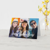 Vetgedrukte nummers Fotocollage Happy Birthday Scr Kaart (Gele Bloem)