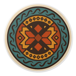 Vetgedrukte Oaxacan Zapotec Weave Patroon Keramisc Keramische Knop