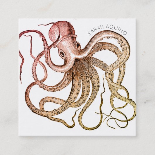 Vetgedrukte octopus met gebogen lettertype vierkante visitekaartje (Voorkant)