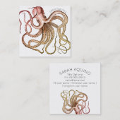 Vetgedrukte octopus met gebogen lettertype vierkante visitekaartje (Voorkant / Achterkant)