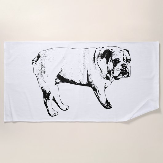 Vetgedrukte omtrek Bulldog Handdoek (Voorkant)