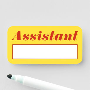 Vetgedrukte, opvallende naamtag "Assistant" Naamplaatje