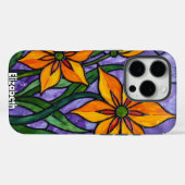 Vetgedrukte Oranje bloemen met Paarse achtergrond Case-Mate iPhone Case (Achterkant (horizontaal))