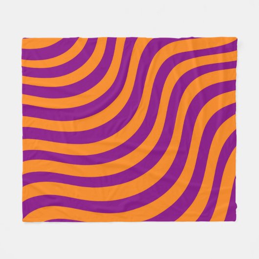 Vetgedrukte Oranje Paarse Zebra Streep Levendige L Fleece Deken (Voorkant (Horizontaal))