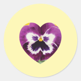 Vetgedrukte Paarse Pansy Digital Flower hart Ronde Sticker