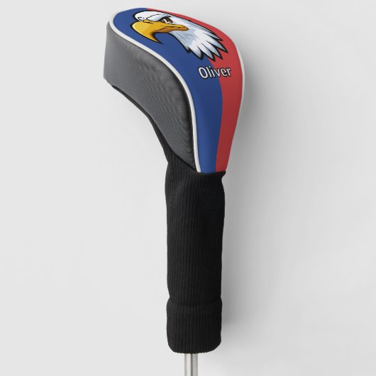 Vetgedrukte patriottische Cartoon Eagle gepersonal Golfheadcover (Schuin)