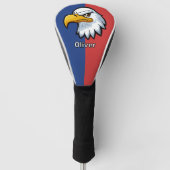 Vetgedrukte patriottische Cartoon Eagle gepersonal Golfheadcover (Voorkant)