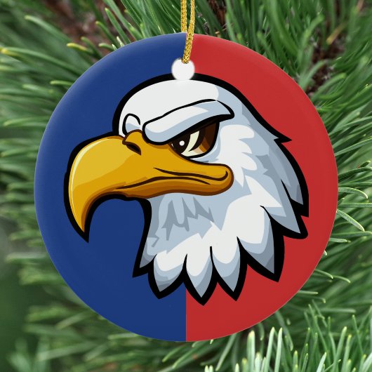 Vetgedrukte patriottische Cartoon Eagle gepersonal Keramisch Ornament