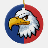 Vetgedrukte patriottische Cartoon Eagle gepersonal Keramisch Ornament (Voorkant)