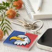 Vetgedrukte patriottische Cartoon Eagle gepersonal Sleutelhanger (Voorkant Rechts)