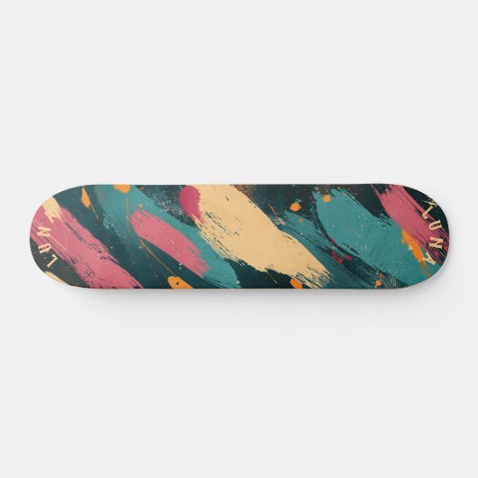 Vetgedrukte penseelstreek - Dark Abstract Minimali Persoonlijk Skateboard (Horizontaal)