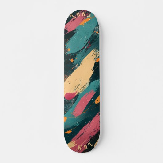 Vetgedrukte penseelstreek - Dark Abstract Minimali Persoonlijk Skateboard (Voorkant)
