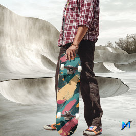 Vetgedrukte penseelstreek - Dark Abstract Minimali Persoonlijk Skateboard