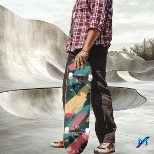 Vetgedrukte penseelstreek - Dark Abstract Minimali Persoonlijk Skateboard