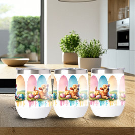 Vetgedrukte penseelstreek Paas Koe Wine Tumbler