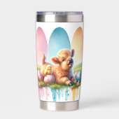 Vetgedrukte penseelstreek Paashoogland Koe 20oz Geïsoleerde Drinkbeker (Achterkant)