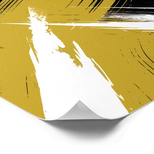 Vetgedrukte penseelstreken in mosterdgeel en wit poster (Hoek)