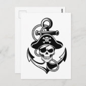 Vetgedrukte piratenschedel en anker - nautisch ont briefkaart (Voorkant / Achterkant)